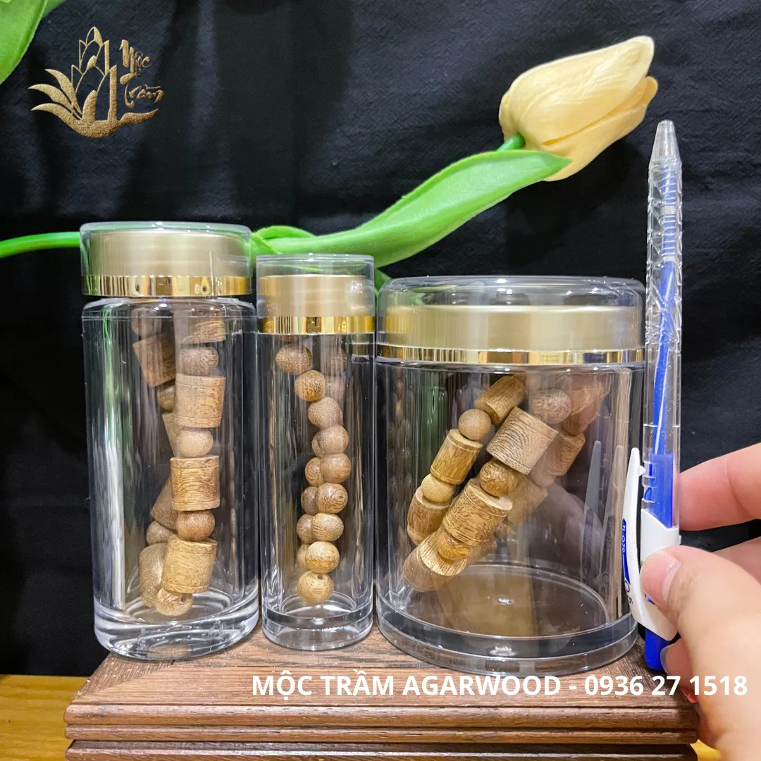 Premium Clear Acrylic Jar – Storage &amp; Display Container for Agarwood Bracelets, Saffron &amp; Feng Shui Jewelry (3×10cm)